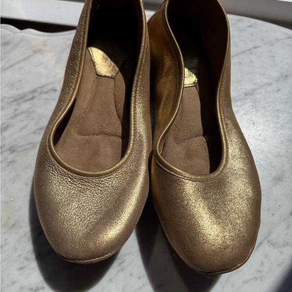 Johnston & Murphy Gold Flats with Metallic Shimmer